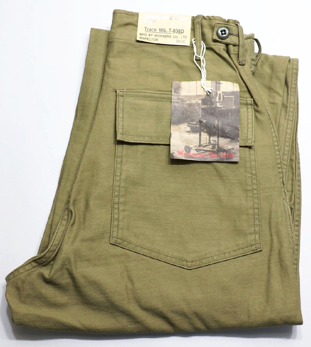 Workers K&T H MFG Co (ワーカーズ) Baker Pants Trace MIL-838-D / ベイカーパンツ バックサテン 未使用品 コヨーテ size S_画像1