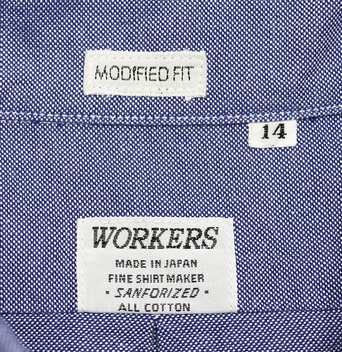 Workers K&T H MFG Co (ワーカーズ) Modified BD Shirt / ボタンダウンシャツ 美品 オックスフォード ブルー size 14(S)_画像5