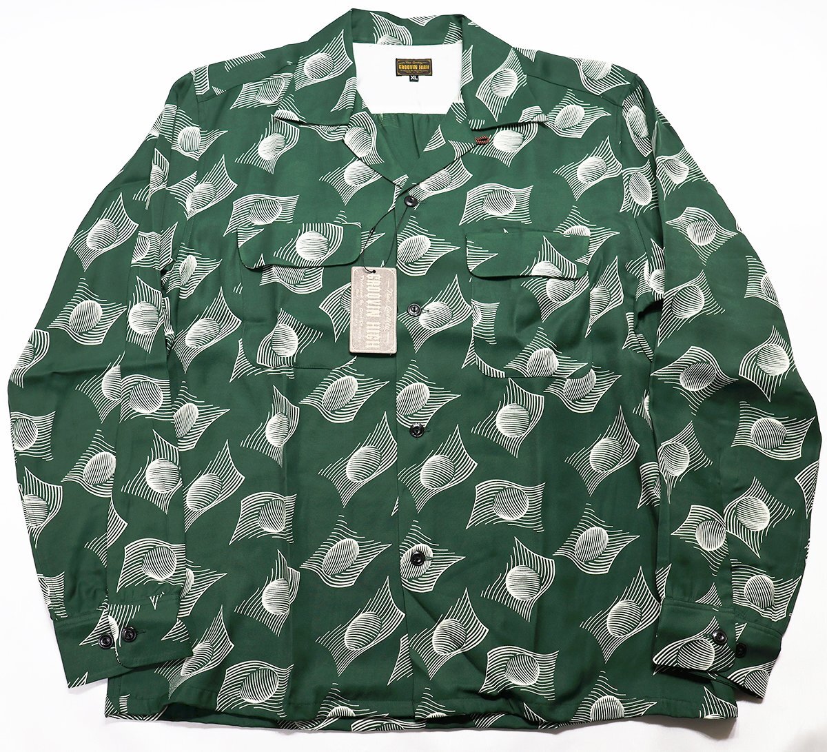The Groovin High (グルービンハイ) 1950s Town Craft Style Rayon Shirts / レーヨンオープンシャツ “Diamond Wave” 未使用品 size XL_画像1