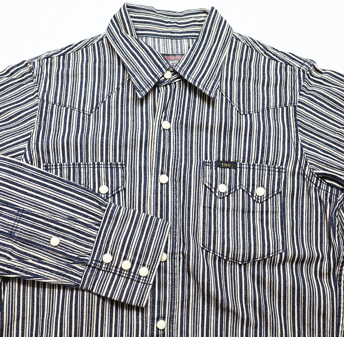 UES (ウエス) Hickory Western Shirt / ランダムヒッコリー ウエスタンシャツ 美品 size 0(XS)_画像3