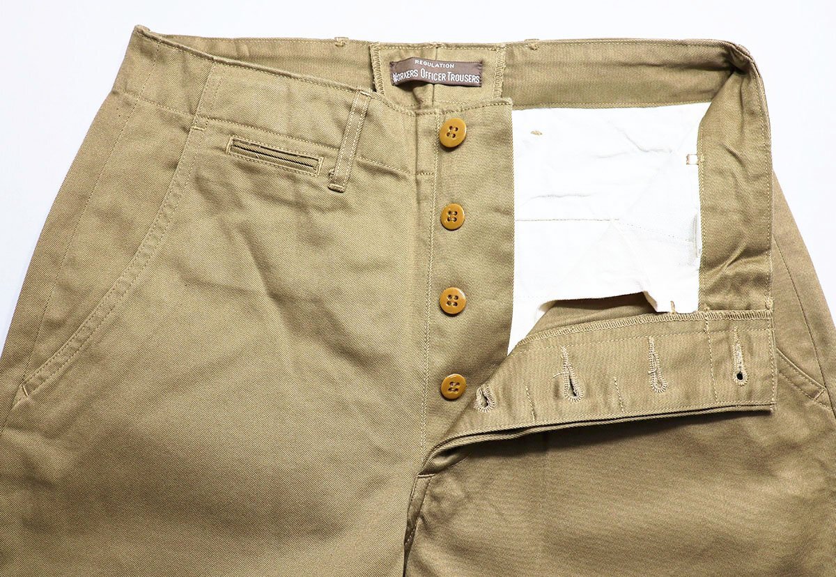 Workers K&T H MFG Co (ワーカーズ) Officer Trousers Slim Fit Type 1 / オフィサートラウザー スリム タイプ1 未使用品 USMC KHAKI w28の画像4