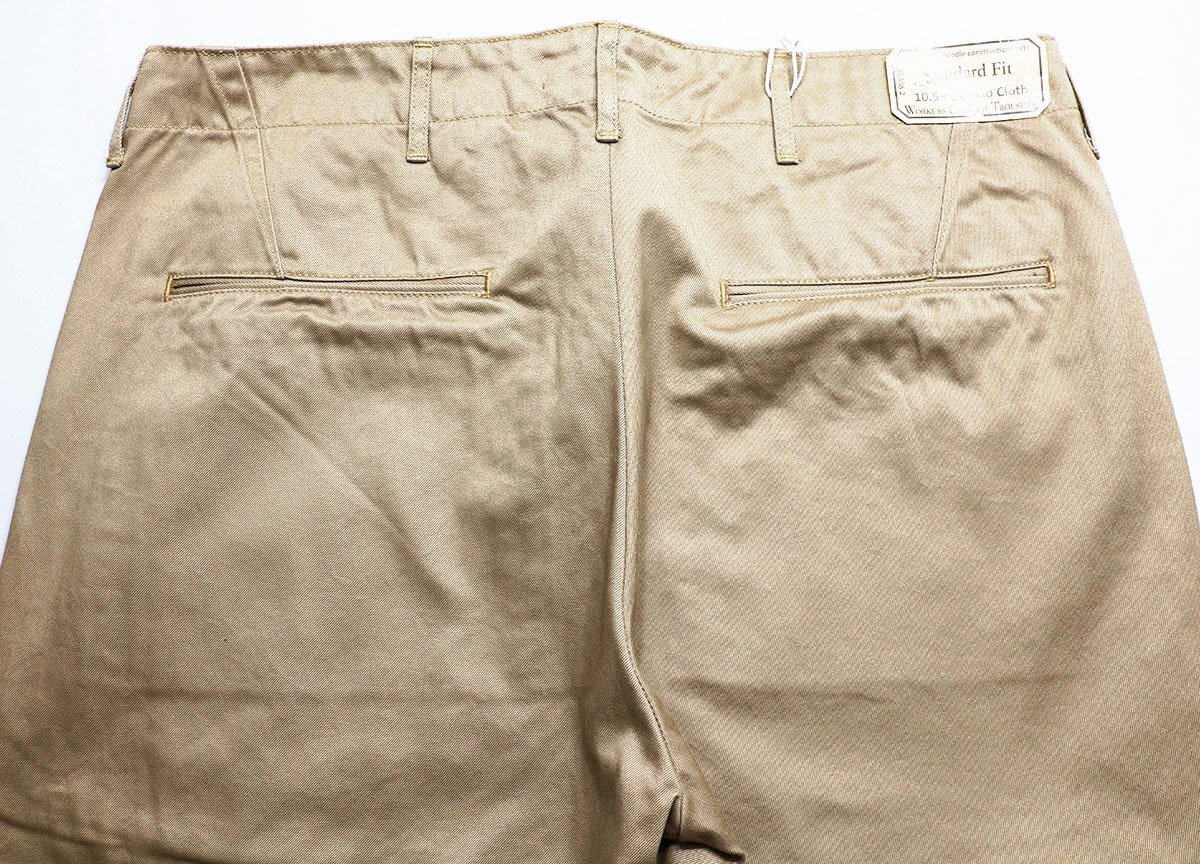 Workers K&T H MFG Co (ワーカーズ) Officer Trousers Standard Fit Type 2 / オフィサートラウザー タイプ2 未使用品 Beige Chino w34_画像5
