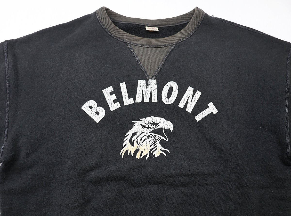 THE FLATHEAD (フラットヘッド) Crew Neck Sweat Shirt / クルーネック スウェットシャツ “BELMONT” ブラック size XL_画像3