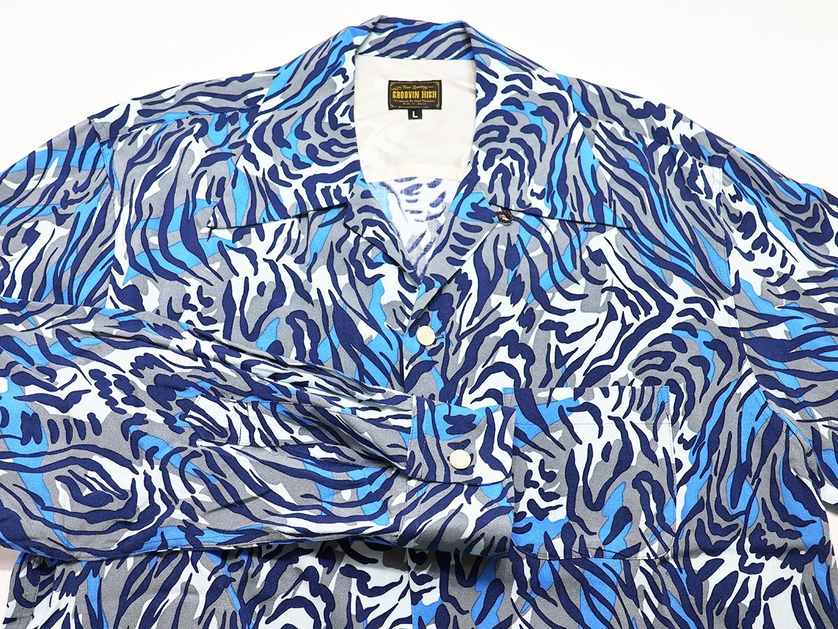 The Groovin High (グルービンハイ) 1950s Vintage Style Box Shirt / ビンテージスタイル ボックスシャツ 美品 ブルー size L_画像3