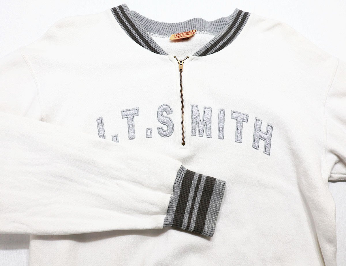 Pherrow's (フェローズ) Half Zip Sweatshirts / ハーフジップスウェット “J.F.SMITH” ホワイト size M_画像3