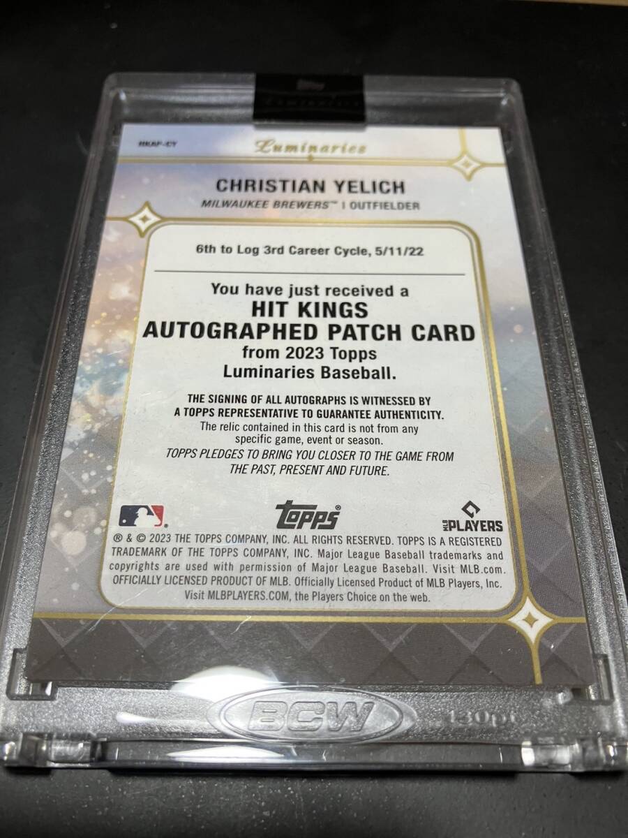 topps 2023 luminaries patch auto card christian yelich パッチ 直筆サインカード 直書きの画像2