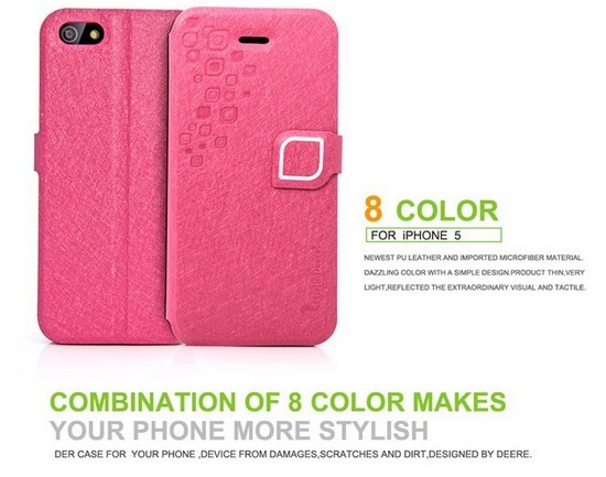 iphone SE レザーケース iphone5s カバー アイフォン5/5s ケース 手帳型 Deer ピンク_画像1