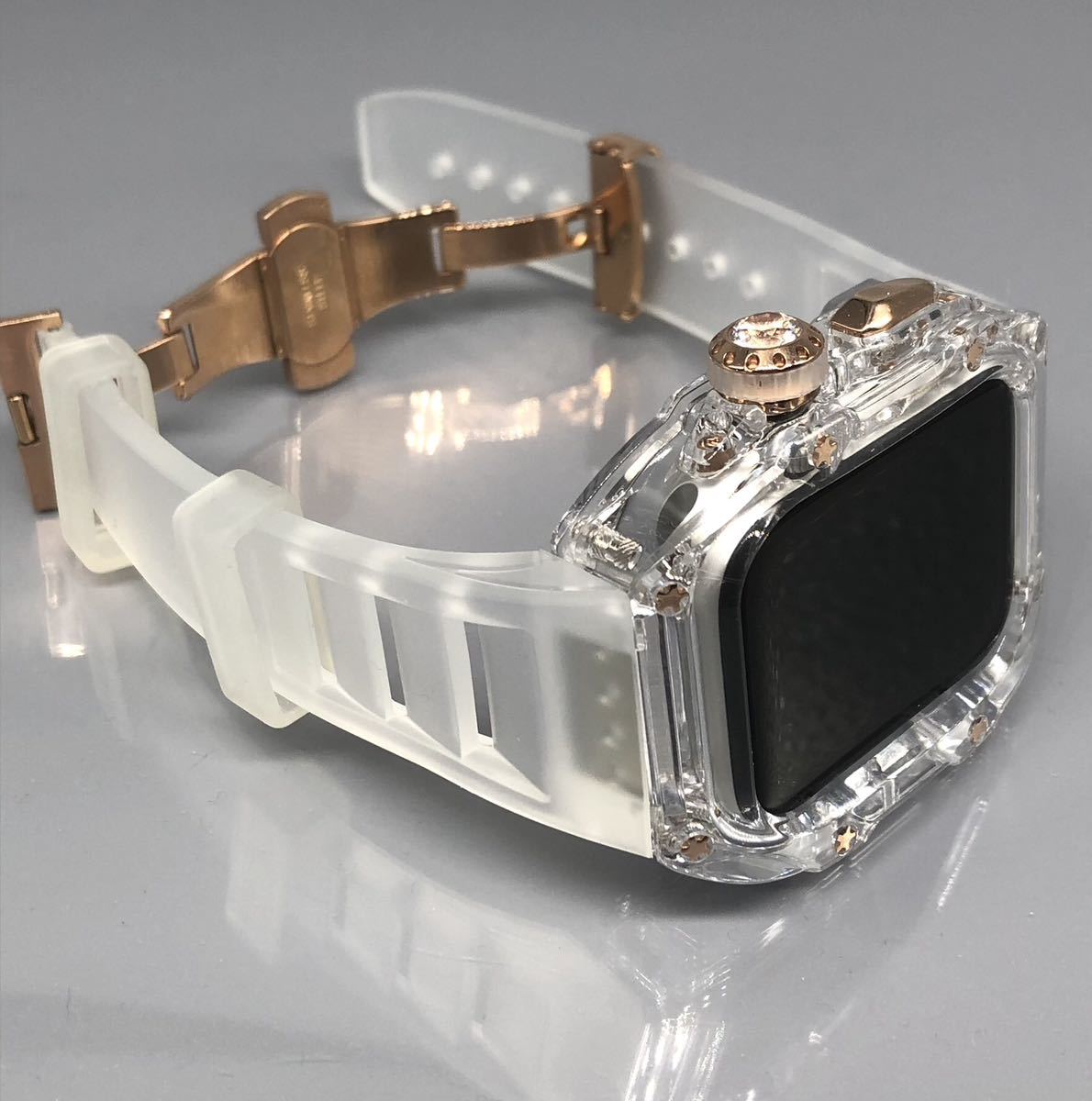 zc  роза  золотой   чистый   чистый ★ Apple   часы   лента   резина  ремень   крышка 　Apple Watch  чистый   кейс  44mm 45mm