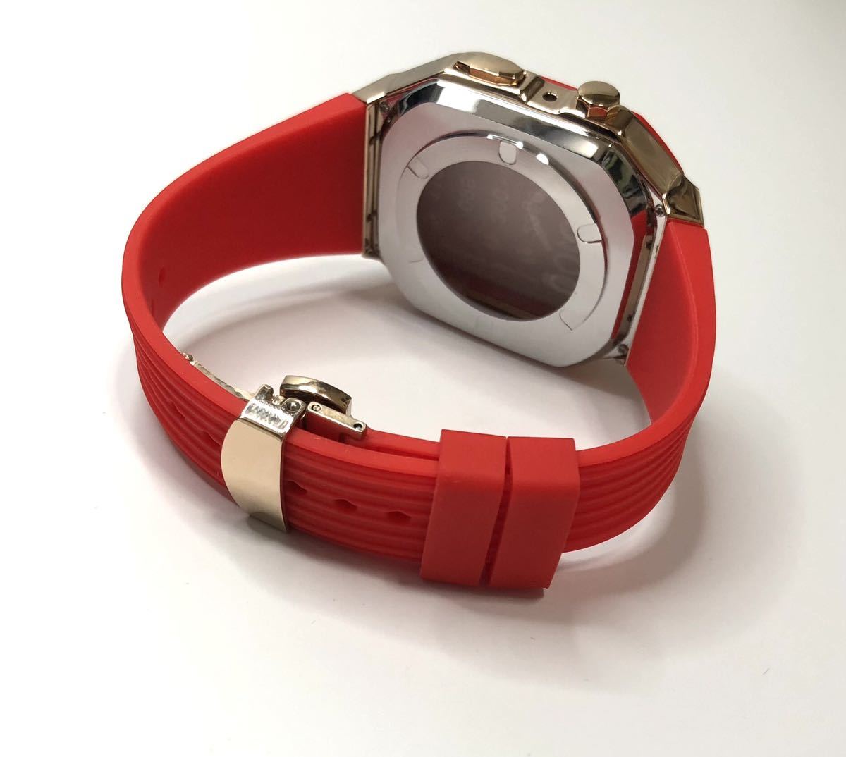 メタリックrgre★アップルウォッチバンド ラバーベルト Apple Watch カバー ケース 44mm 45mmの画像4