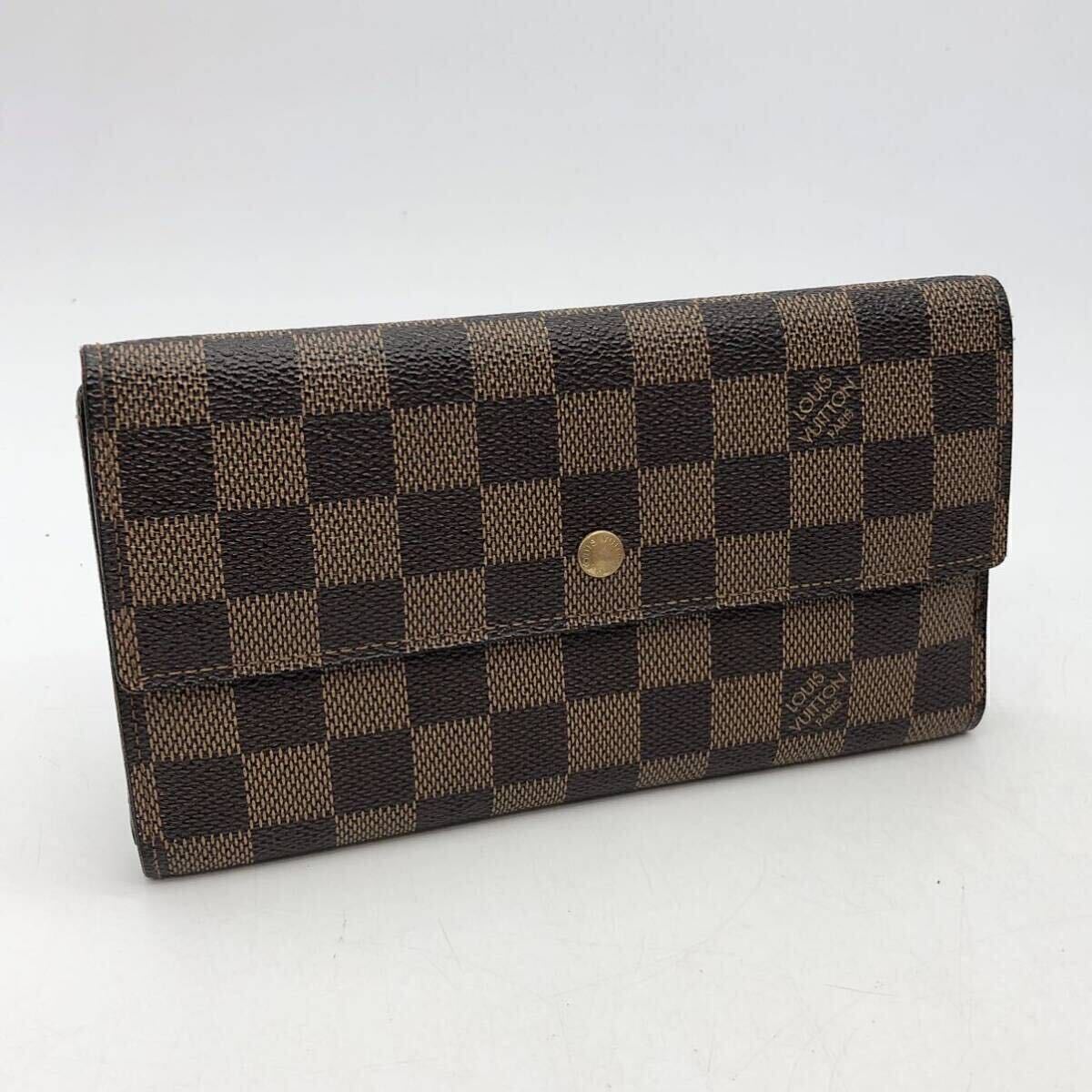 FN11887U【1000円スタート!!】LOUIS VUITTON ルイ ヴィトン ポルト トレゾール インターナショナル ダミエ エベヌ 三つ折り 長財布 の画像1