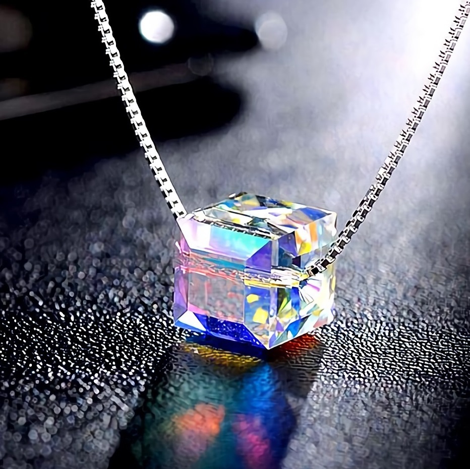  новый товар 1 иен ~* бесплатная доставка * радуга цвет Rainbow кристалл Cube десять тысяч . зеркало платина отделка 925 серебряный подвеска день рождения подарок путешествие первый лето весна ряд выходных дней подарок доставка внутри страны 