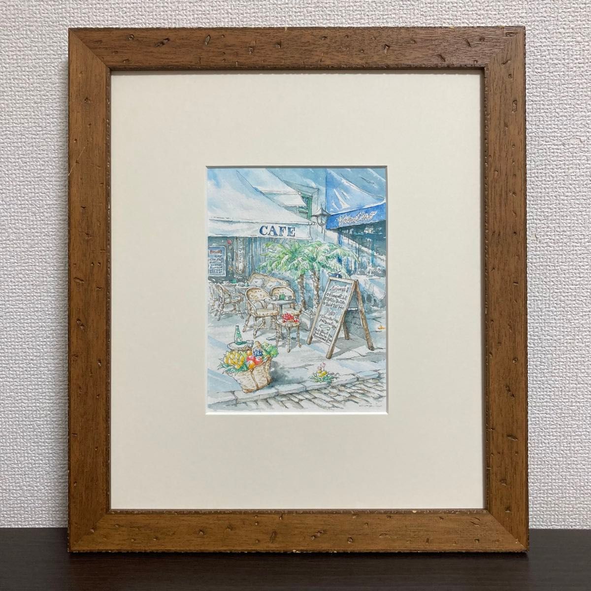 真作保証】内田新哉「青いしぶき」水彩原画 直筆サイン 裏書き 真作保証】内田新哉「青いしぶき」水彩原画 直筆サイン 裏書き