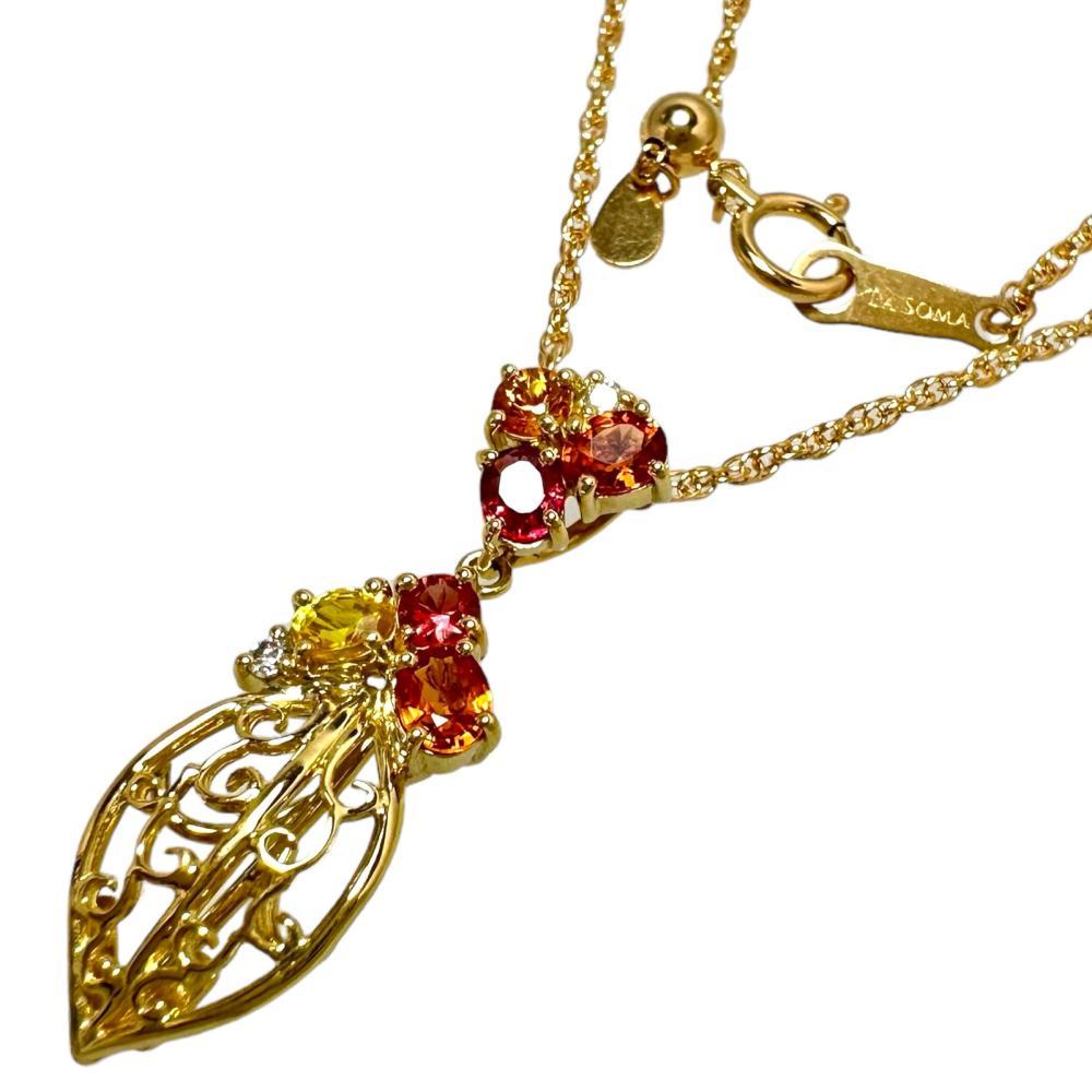上品スタイル 計0.04ct ダイヤモンド 計1.16ct マルチカラーサファイア ネックレス レディース 46cm 5.0g K18ゴールド サファイア
