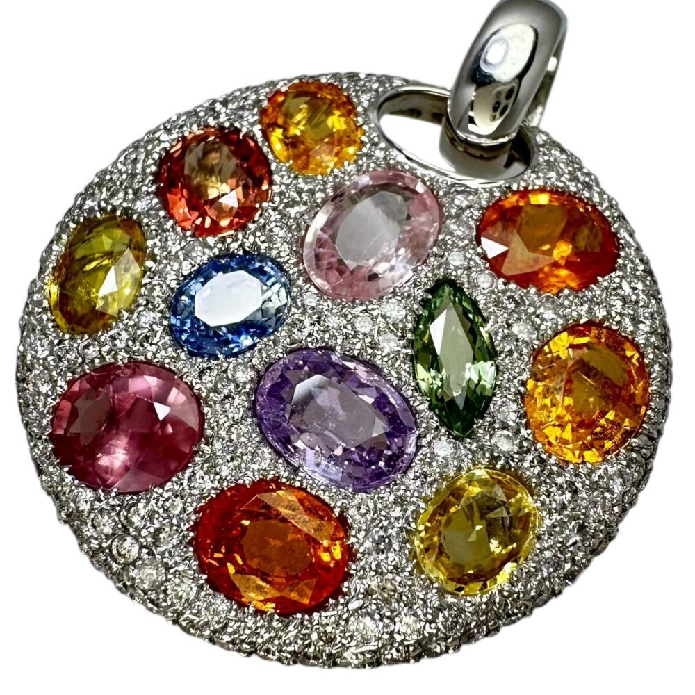 【楽天スーパーセール】 マルチサファイア 計8.48ct レディース 11.9g K18ゴールド ペンダントトップ 計1.02ct ダイヤモンド サファイア
