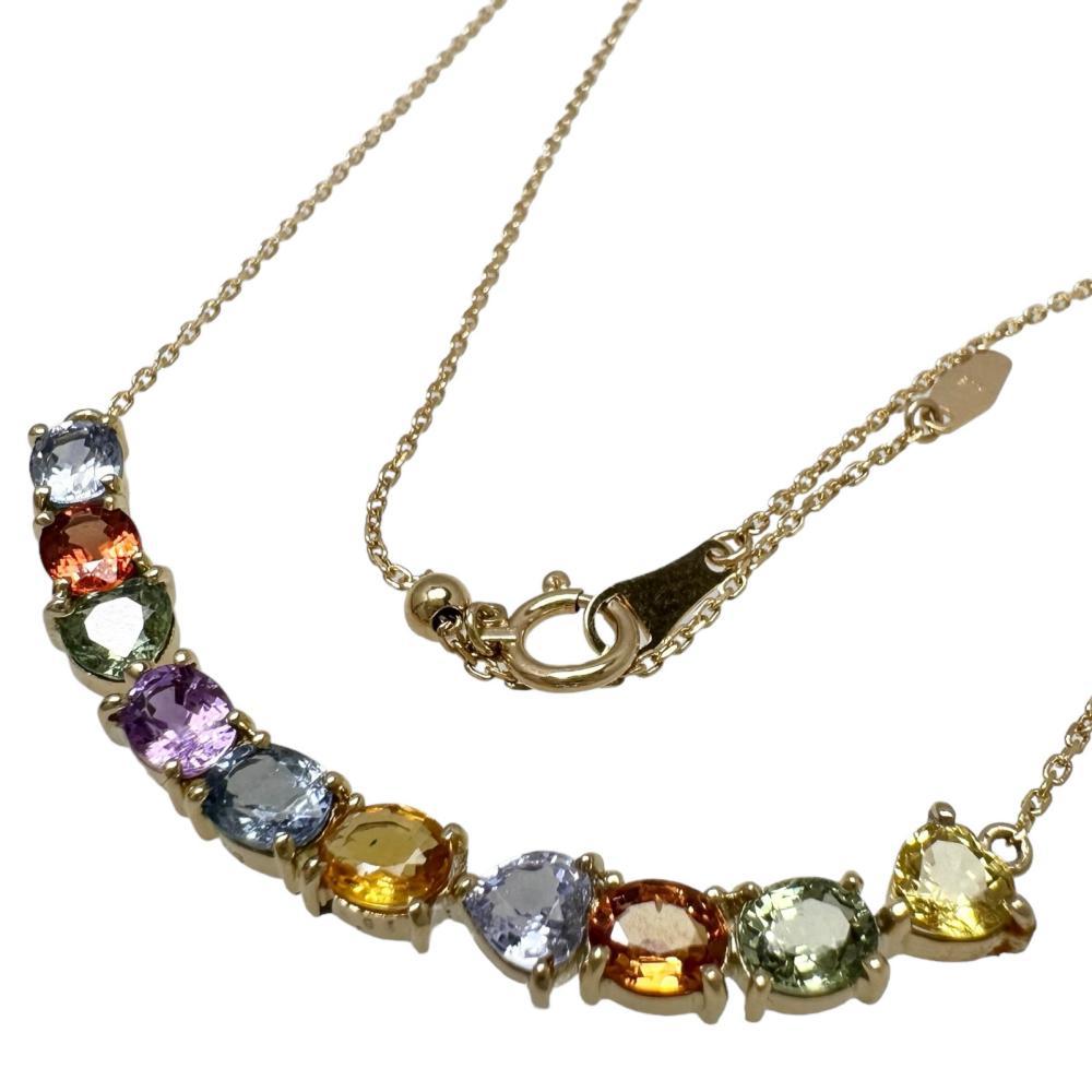 大特価 意味 マルチカラーサファイア計 4.98ct ネックレス K18ゴールド 6.0g 45cm レディース サファイア