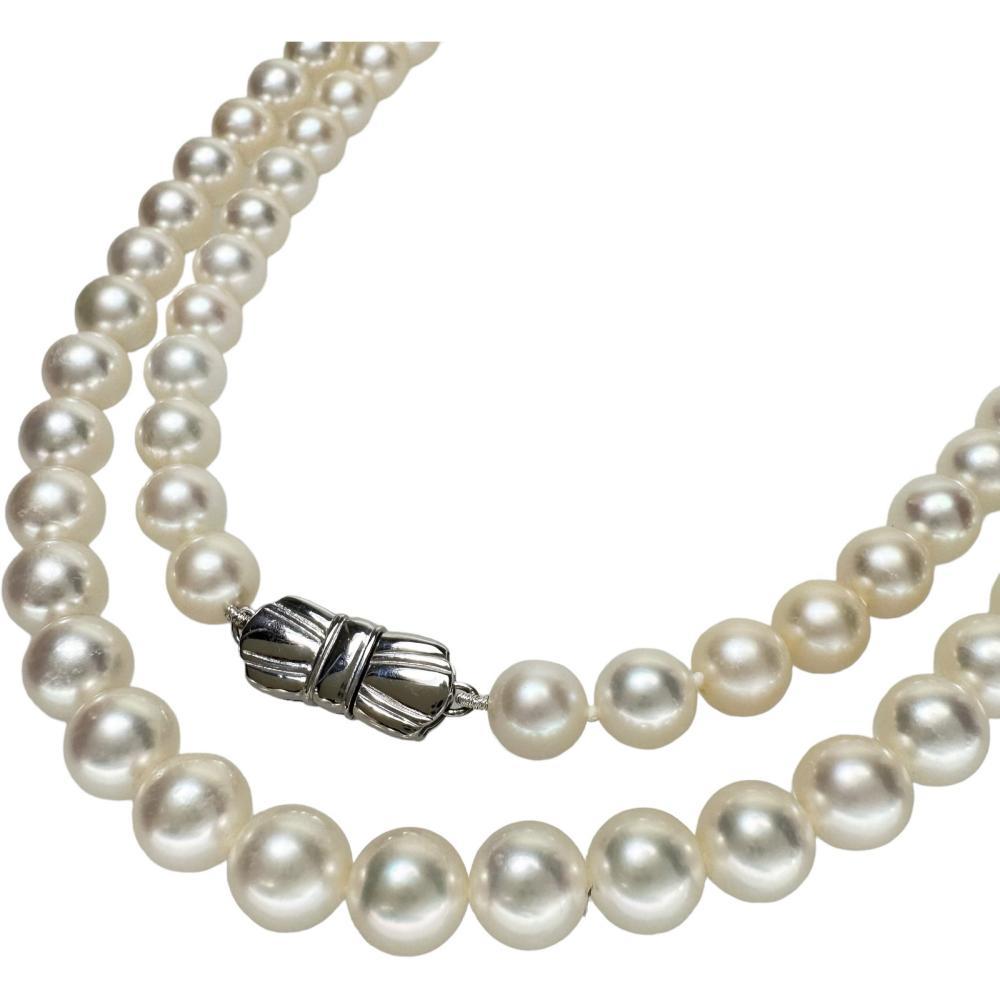 MIKIMOTO/ Mikimoto Akoya pearl / pearl 7.0~7.5mm necklace K18WG white gold 50.7g 65cm lady's 