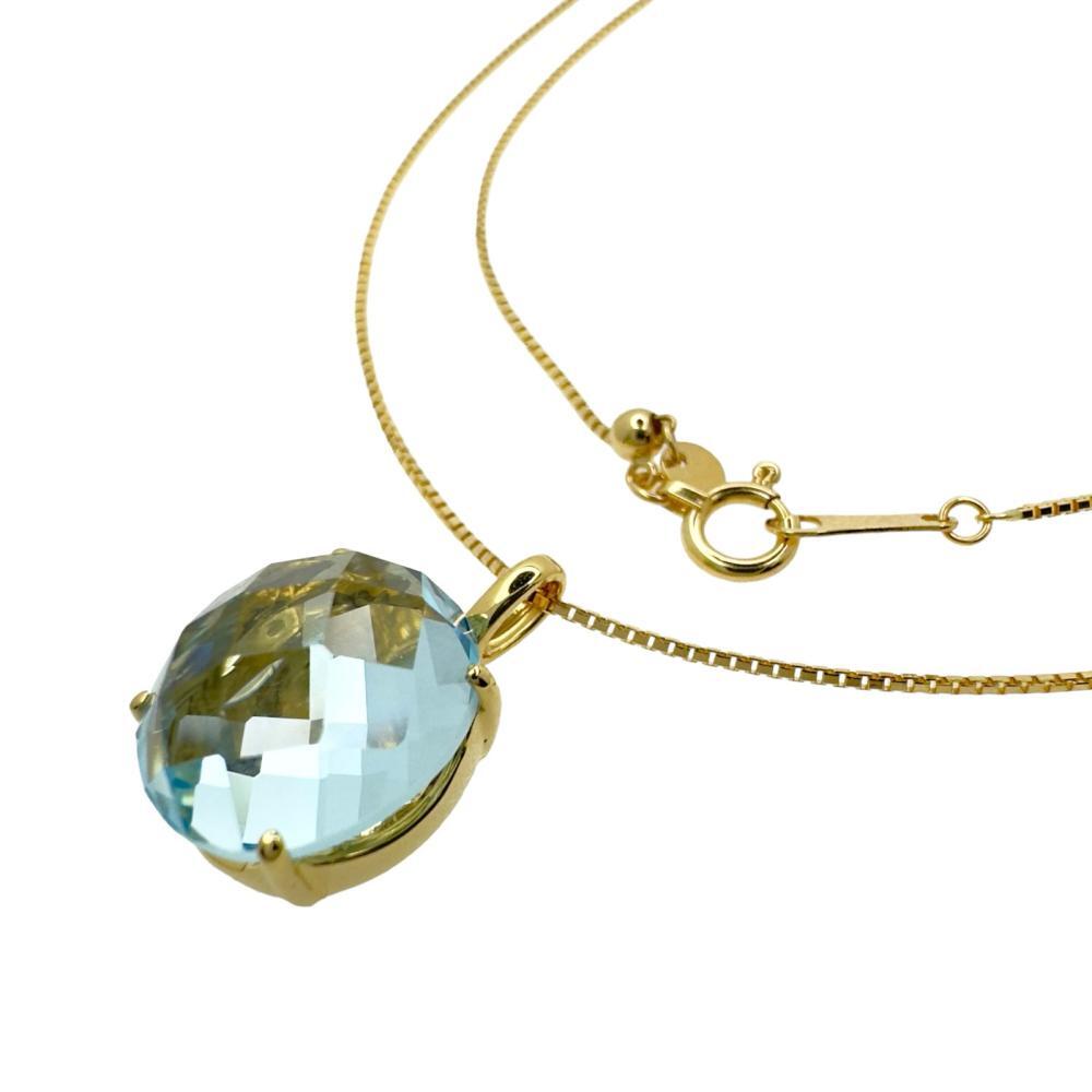 憧れ ブルートパーズ 7.25ct レディース 45cm 4.9g K18ゴールド ネックレス トパーズ