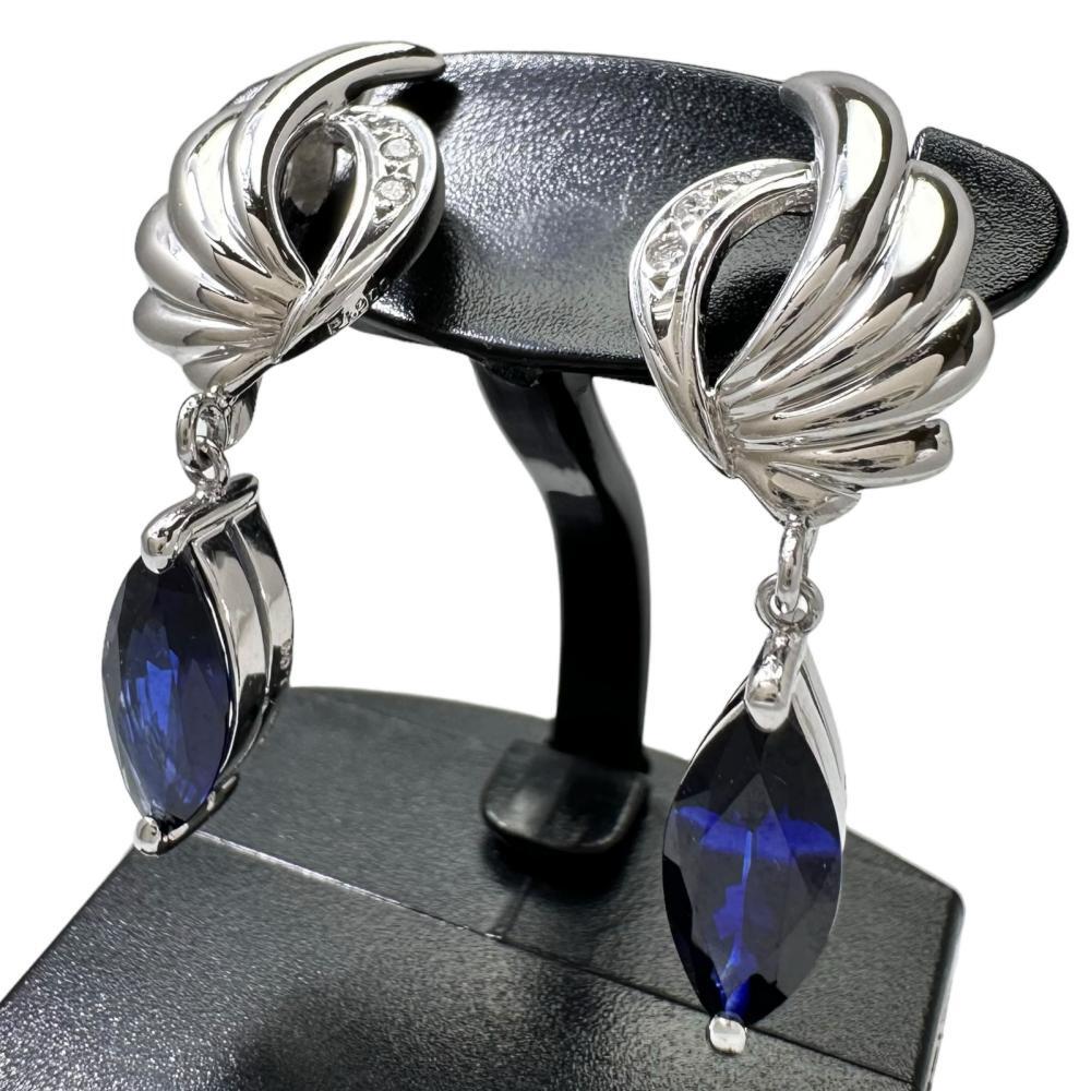 【国内正規総代理店アイテム】 サファイア 1.00/1.20ct ダイヤモンド ピアス K14WGホワイトゴールド/Pt900プラチナ 6.4g レディース サファイア