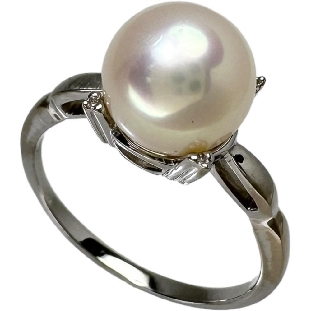 正規店仕入れの 8.5号MIKIMOTO/ミキモト レディース 2.8g K18WGホワイトゴールド リング・指輪 8.0mm程度 アコヤ真珠 アコヤ真珠
