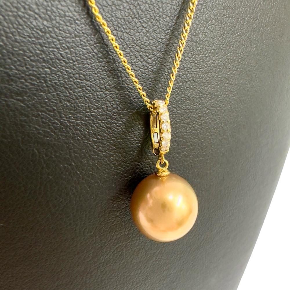  pendant south . chocolate pearl 11.3mm diamond total 0.07ct pendant top K18 Gold 2.7g lady's 