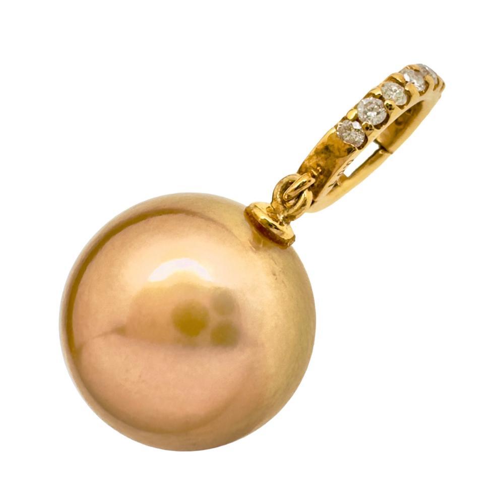  pendant south . chocolate pearl 11.3mm diamond total 0.07ct pendant top K18 Gold 2.7g lady's 