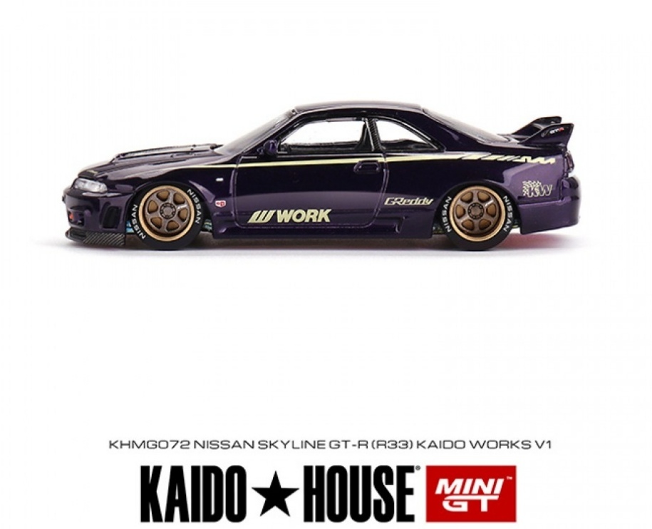 即決！ KAIDO★HOUSE x トゥルースケール ミニGT 1/64 ニッサン スカイライン GT-R R33 Kaido Works V1 ワーク 紫 072 新品・未開封品の画像5