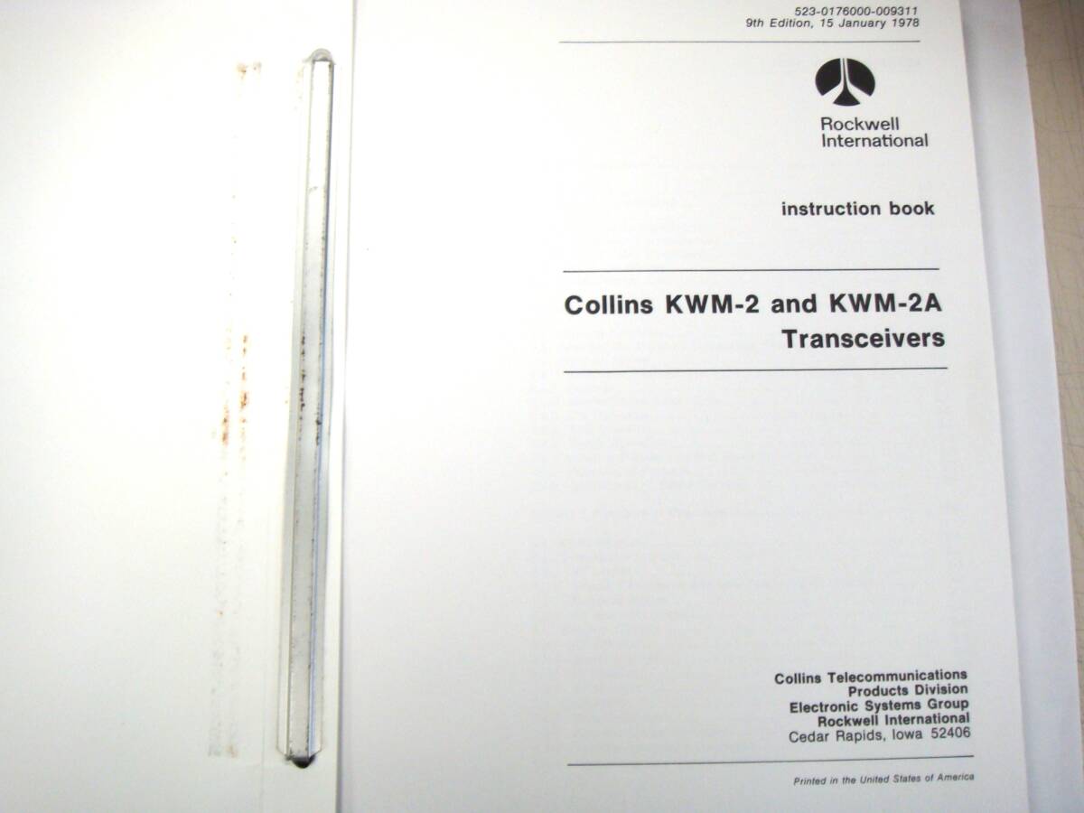 COLLINS コリンズ KWM-2,2A Transceivers の オリジナル Instruction book 取扱説明書の出品です。_画像4