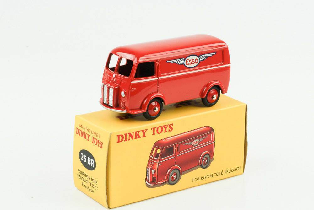 DINKY TOYS 1/43 Dinky Peugeot eso red Fourgon Tole Peugeot esso reprint minicar 