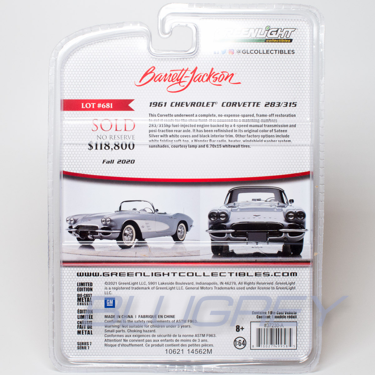 グリーンライト 1/64 シボレー コルベット コンバーチブル 1961 ライトブルー GREENLIGHT Chevrolet Corvette Convertible_画像7