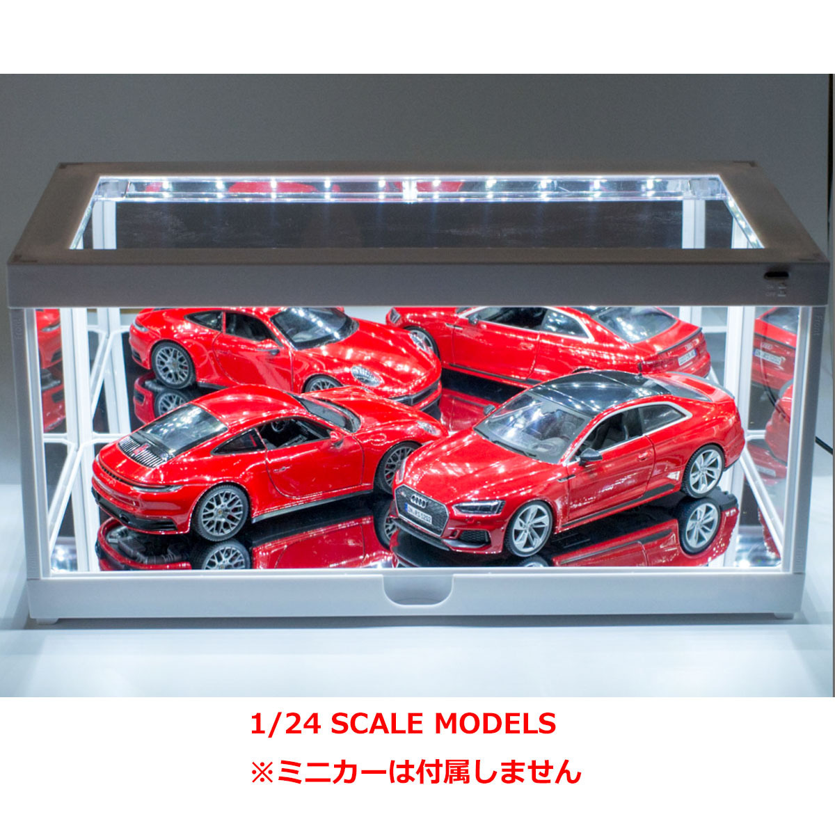 イルミケース プラス 1/18スケール用 アクリル ディスプレイ ボックス ホワイト LEDライト付き USB電源 Illumicase Plus MiJoの画像6