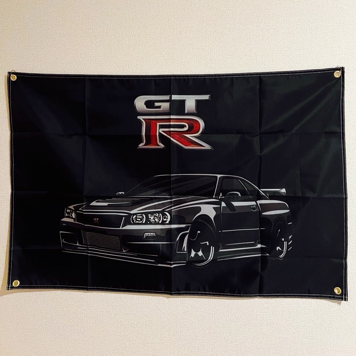 スカイライン GT-R フラッグ バナー 旗 クルマ チームイベント オフ会 ガレージ 90cm×60cm