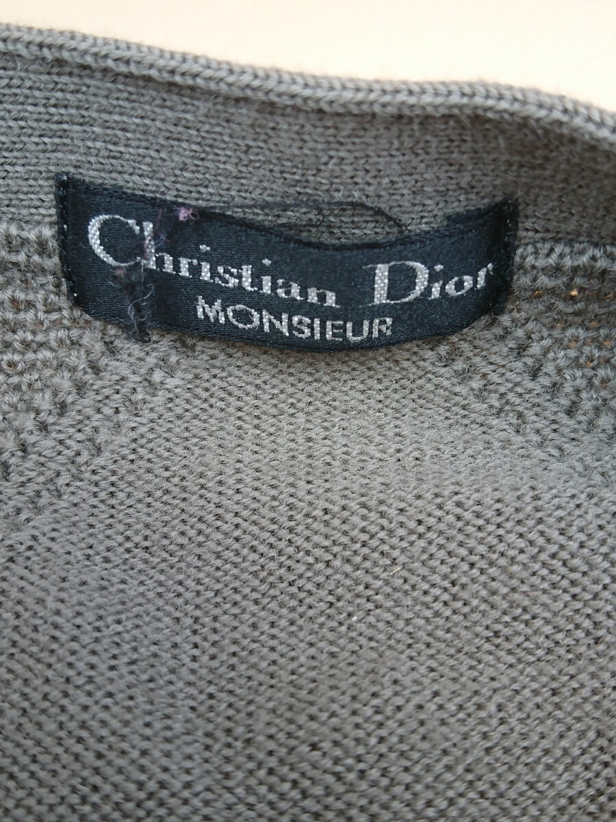 Y3-394　Christian Dior MONSIEUR　ウール混 ケーブルニットカーディガン_画像2