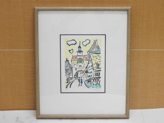 中古 染谷ひさお E.P. 木版画 額装 真作保証 現状渡し_画像1