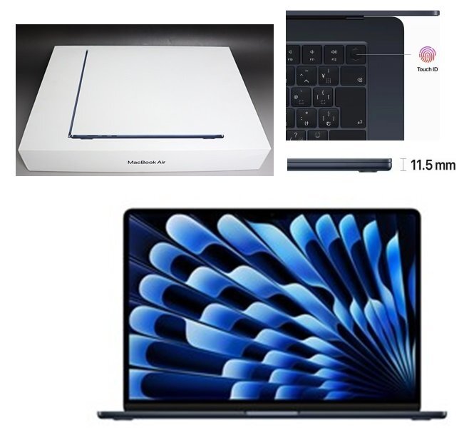 【1円/未開封品】apple アップル MacBook Air Liquid MQKW3J/A A2941 Mid 2023 SSD256GB メモリ8GB 15.3インチ Retina ミッドナイト 40896の画像1