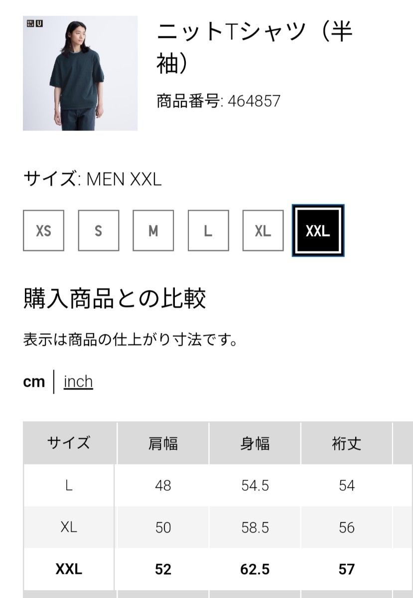 【未開封】ユニクロU　ニットTシャツ(半袖) ネイビー　XXLサイズ