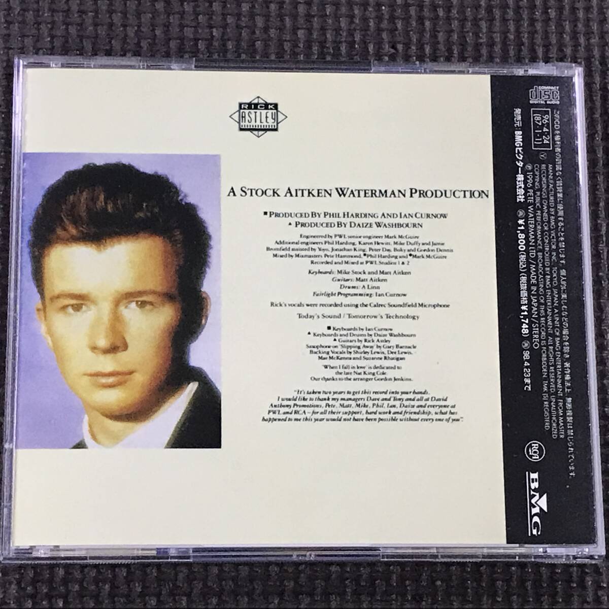 リック・アストリー RICK ASTLEY WHENEVER YOU NEED SOMEBODY CD リック・アストリー RICK ASTLEY WHENEVER YOU NEED SOMEBODY CD
