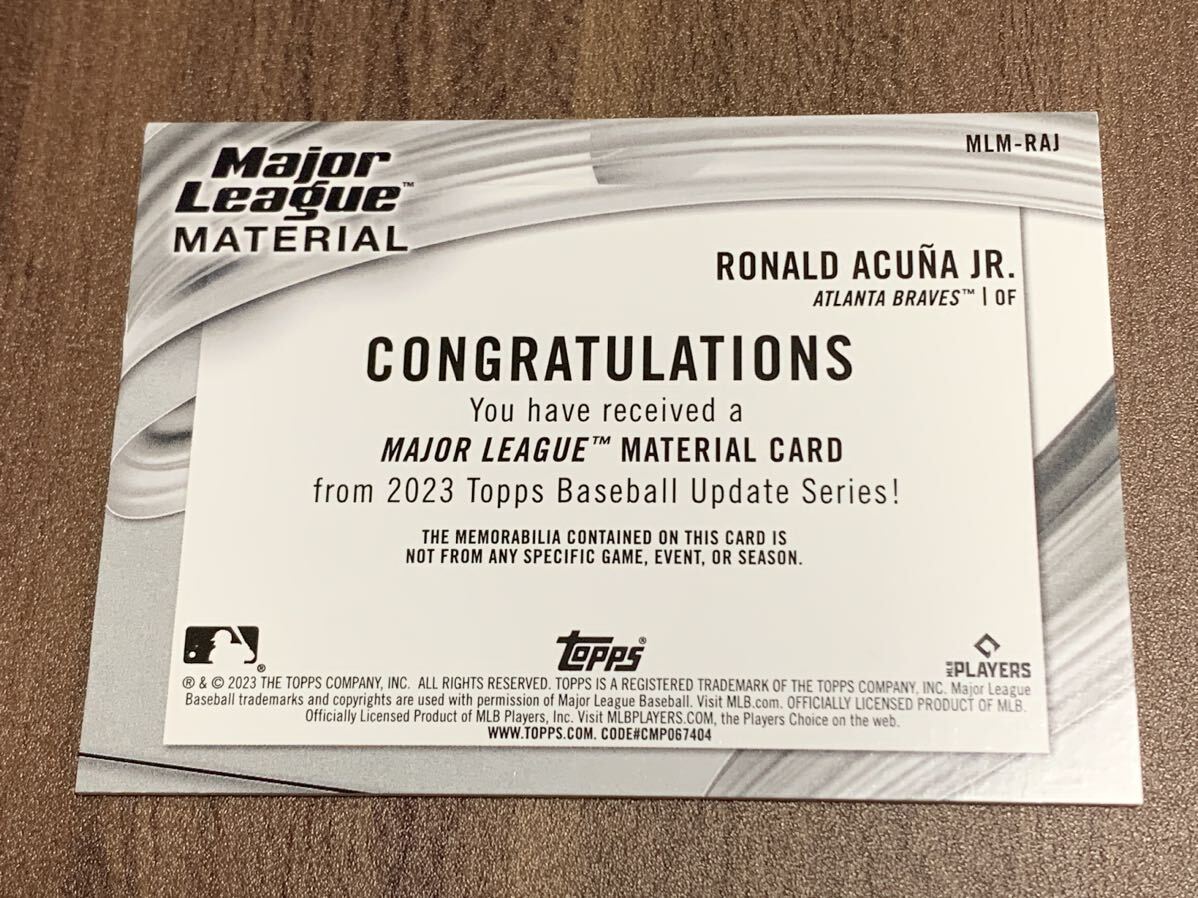 【RONALD ACUNA JR. / ATLANTA BRAVES】Major League MATERIAL CARD from 2023 Topps Baseball Update Series Bat バットカード アクーニャ_画像2