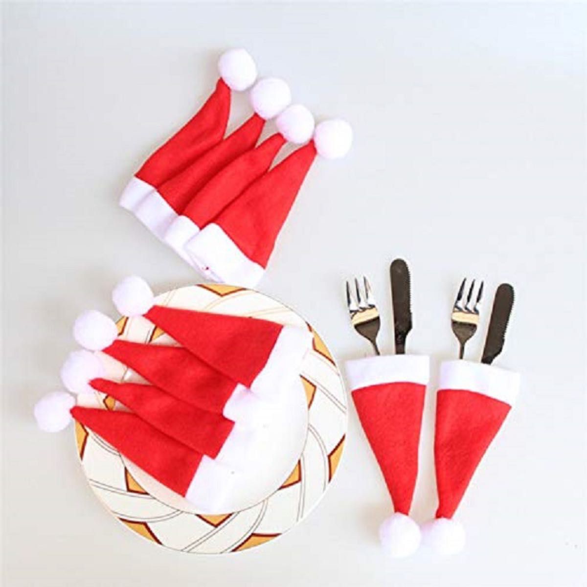 サンタ帽 カトラリーケース 10個セット スプーン フォーク クリスマス