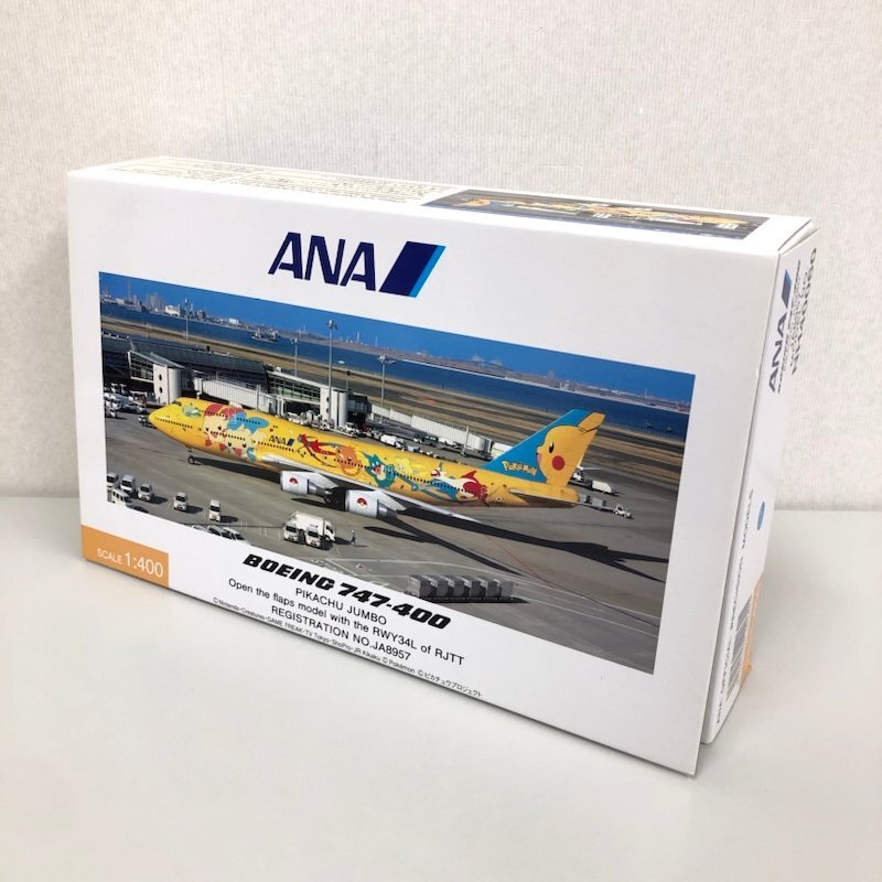 全日空商事 1/400 ANA 747-400D ピカチュウジャンボ フラップダウンモデル 完成品 240229SK130817_画像1