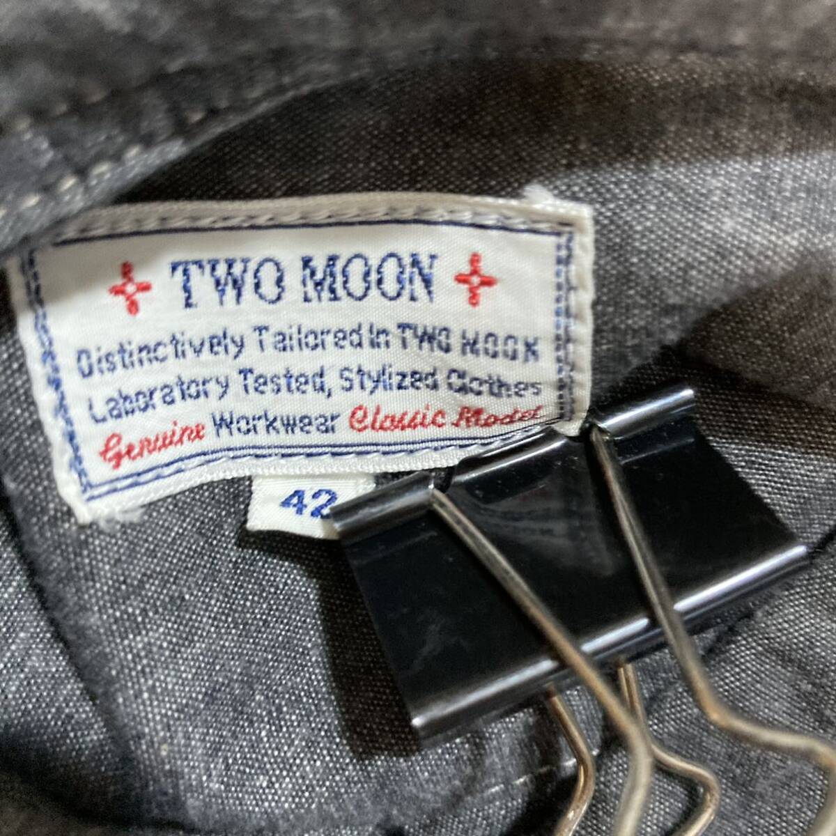 Two Moon シャンブレーシャツ サイズ 42 トゥームーン ワークシャツ_画像7