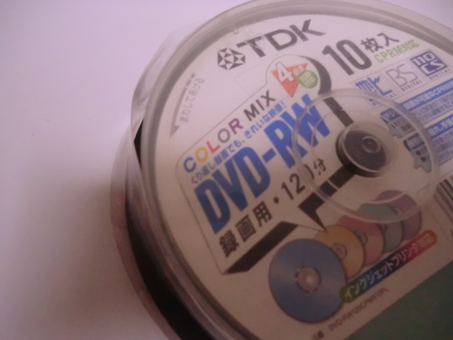 送料無料　保管品　未開封　TDK DVD-RW 　１０枚 COLOR MIX 録画用　地デジ録画（CPRM対応）　　パッケージ破有