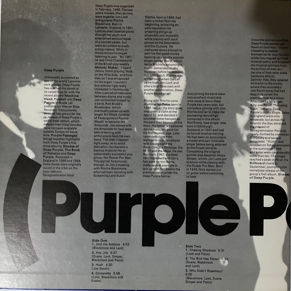 【更にお値下げ盤面良好！推奨品】ディープパープル第1期究極のベスト2枚組LP『紫の軌跡』Purple Passages歌詞カード有
