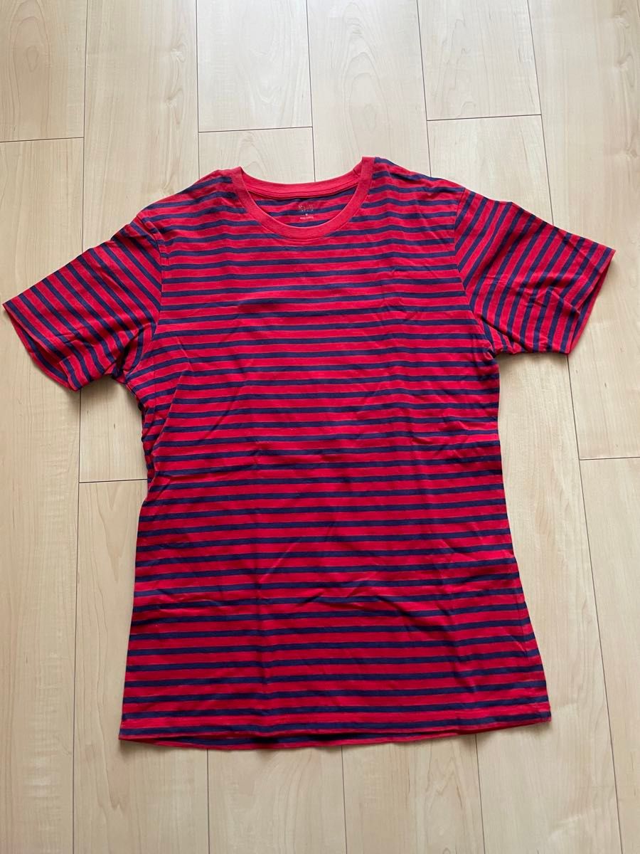UNIQLO  ユニクロ ボーダー Tシャツ 半袖Tシャツ 半袖　赤×ネイビー