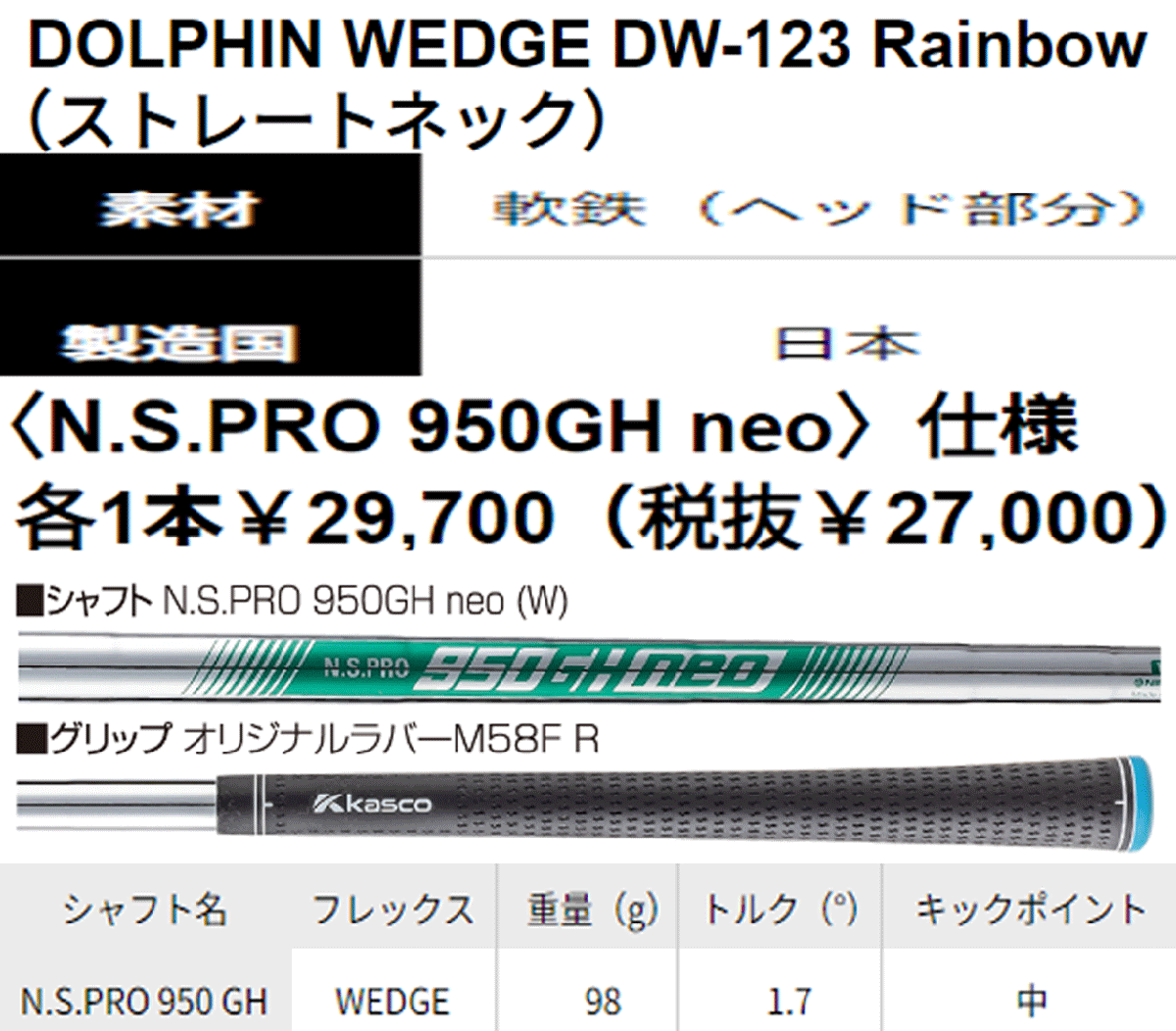 新品■数量限定■キャスコ■2024.3■ドルフィン ウェッジ■DW-123■レインボー■ウエッジ１本■56.0■NS PRO950GH neo スチール■WEDGE■_画像7