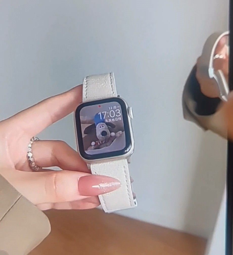 Apple Watch用 最新デザイン 磁気マグネット式バックル バンド ベルト 本革レザー 簡単装着 ホワイト