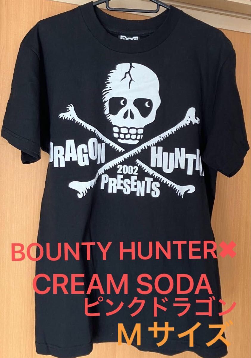 BOUNTY HUNTER バウンティハンター×CREAM SODA クリームソーダ　ピンクドラゴン　Ｔシャツ　Mサイズ