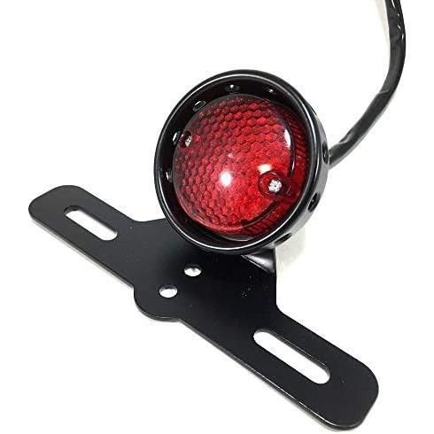 ONGMEIL ビンテージ LED テール ランプ ライト ナンバー灯 ステー 付き レッド レンズ バイク ドレスアップ カスタム パーツ 汎用の画像1