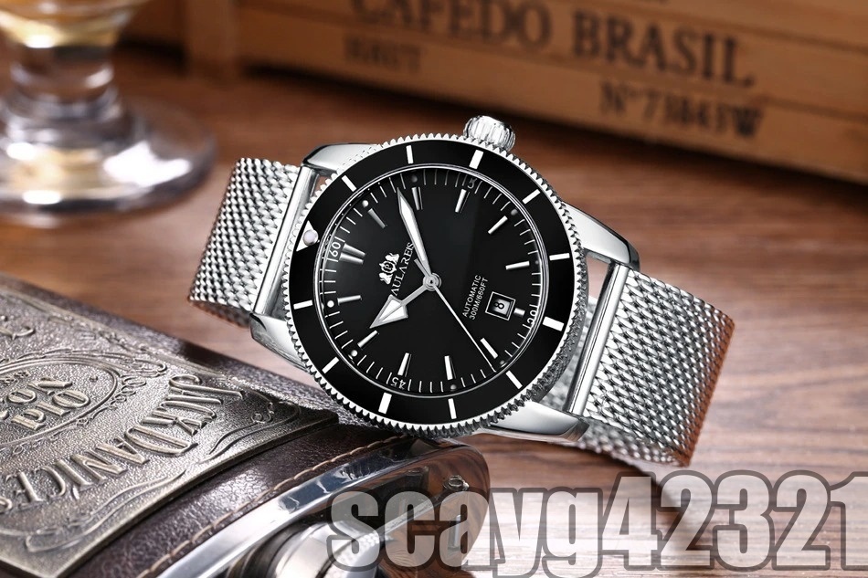 目玉◎【PAULAREIS】最新モデル 腕時計 Breitling ブライトリング ブラックステンレス 自動巻き ROLEXオマージュ