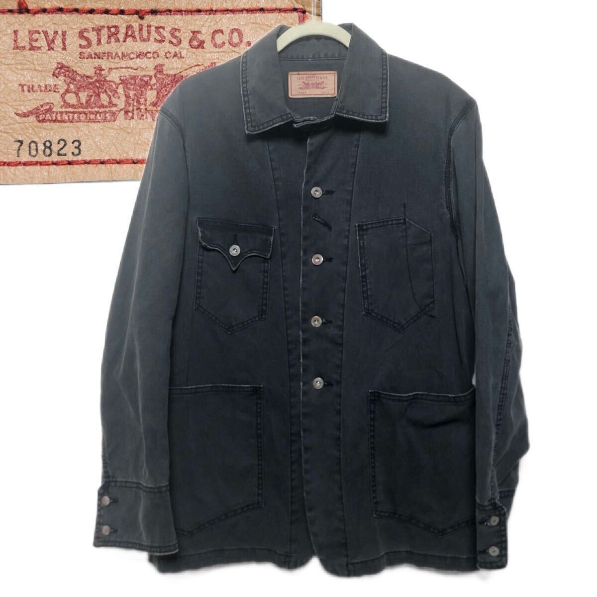 送料無料 リーバイス Levi's ブラックデニム カバーオール Lサイズ Levi's 70823 ドーナツボタンの画像1