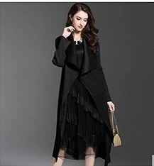 プリーツ カーデガン コート 黒 プリーツ アウター S~M 送料無料 (検索用三宅一生 issey miyake プリーツプリーズ)